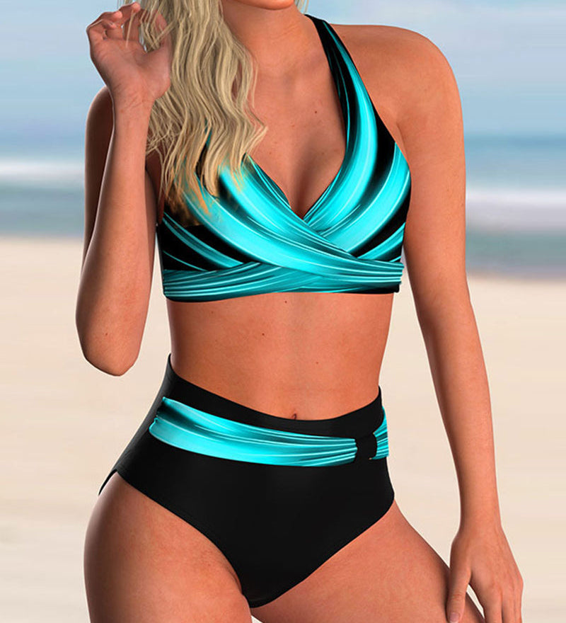 Marina | Conjunto de Bikini con Escote Cruzado y Estampado