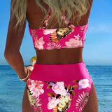 Valentina | Bikini con Estampado Floral Contrastante y Abertura