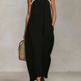 Carmen | Vestido Maxi con Bloques de Colores y Tirantes de Espagueti
