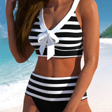 Marina | Bikini a Rayas de Cintura Alta
