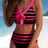 Marina | Bikini a Rayas de Cintura Alta