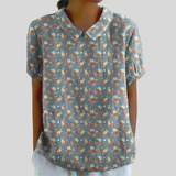 Candela | Blusa Floral Vintage en Azul Suave