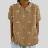 Marina | Blusa Minimalista Bordada en Camel