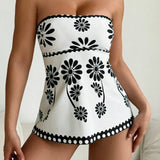 Lucía | Conjunto de Tankini con Estampado de Margaritas y Control de Abdomen