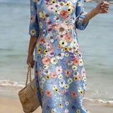 Nieves | Vestido de Playa Fresco con Estampado Floral