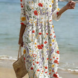 Valeria | Vestido de Playa Elegante con Bordado Floral