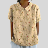 Catalina | Blusa Floral Vintage en Beige Suave