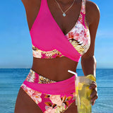 Valentina | Bikini con Estampado Floral Contrastante y Abertura