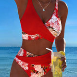 Valentina | Bikini con Estampado Floral Contrastante y Abertura