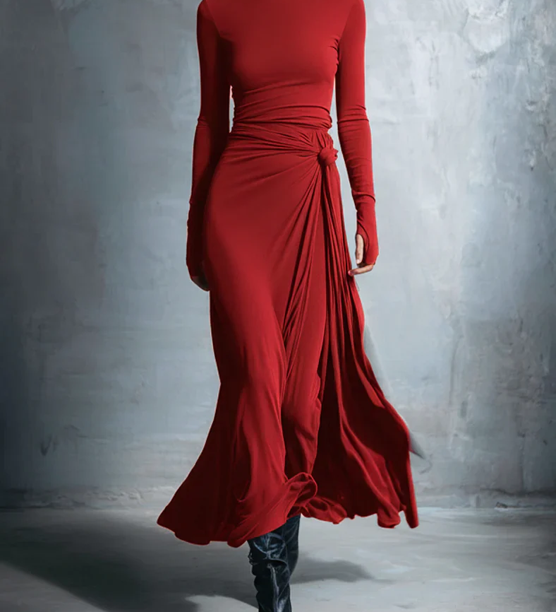 Laura ❘ Vestido maxi con nudo lateral