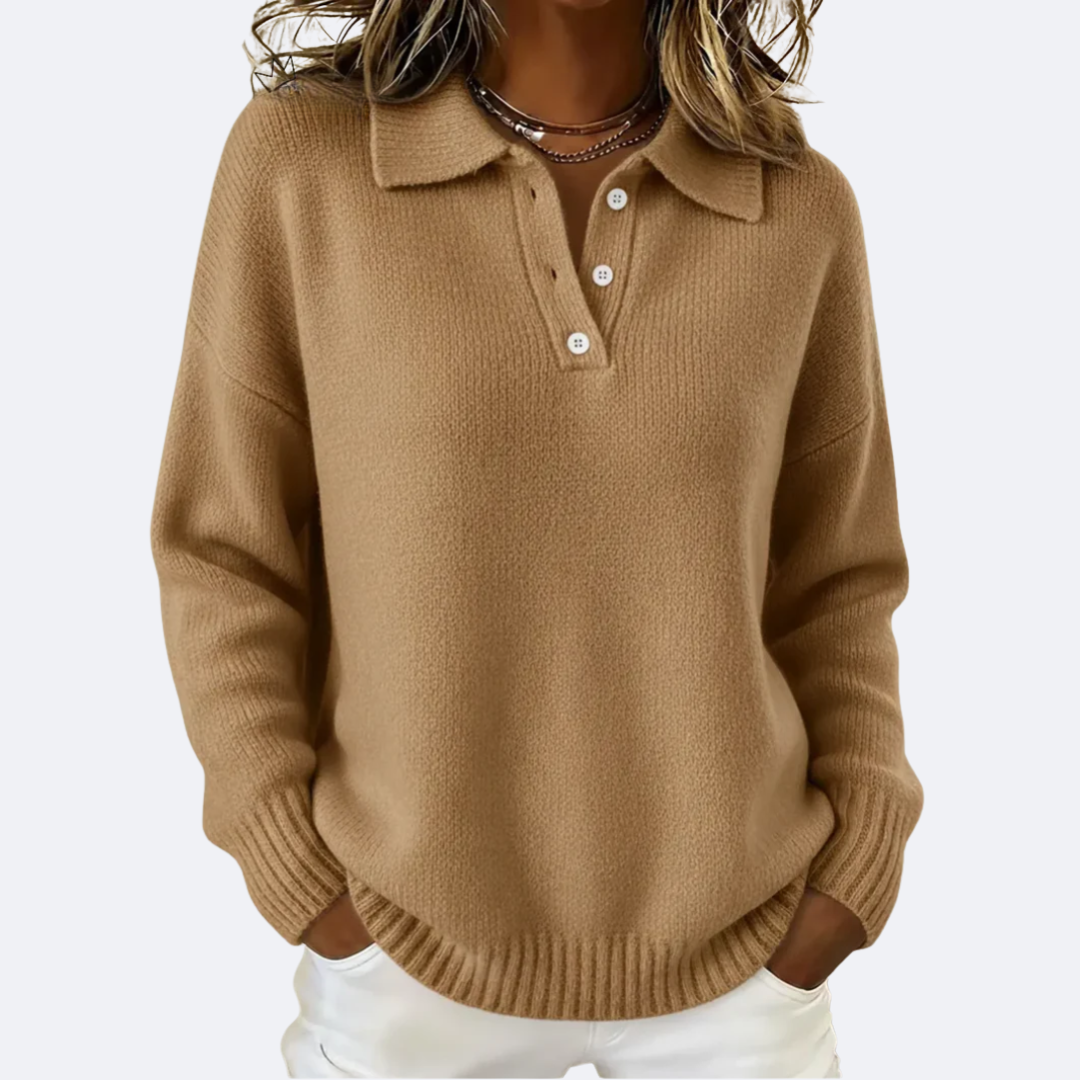 Montse - Suéter Suave con Cuello Polo