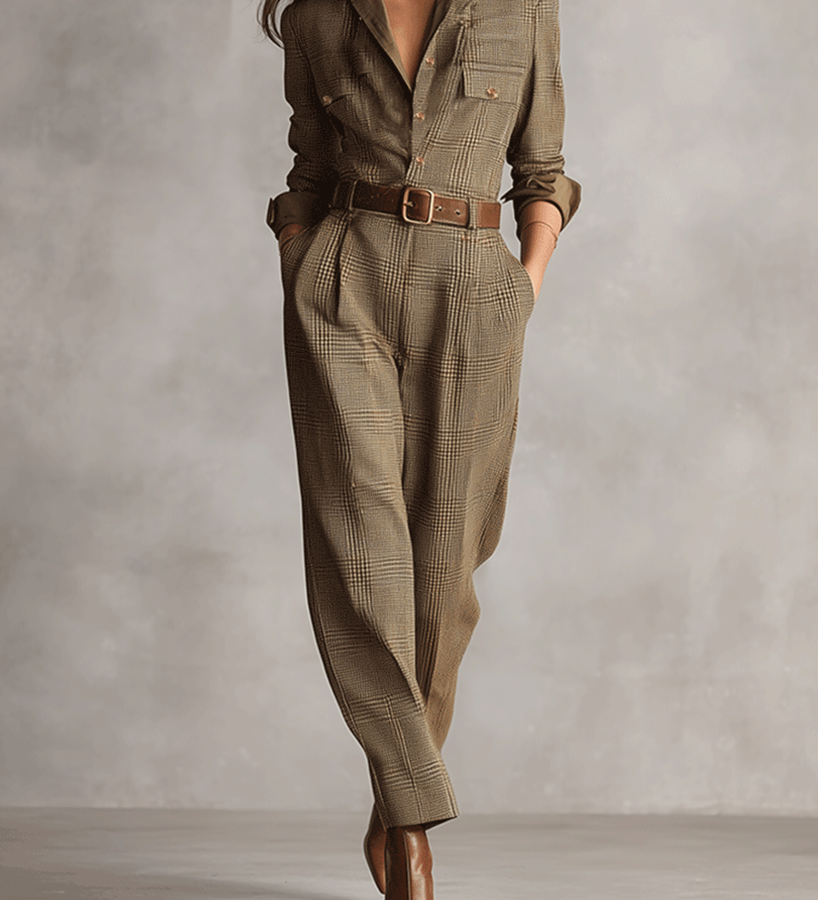 Celia - Mono a Cuadros con Detalles Sofisticados