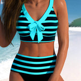 Marina | Bikini a Rayas de Cintura Alta