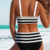 Marina | Bikini a Rayas de Cintura Alta