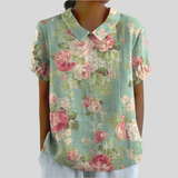Carmen | Blusa Floral Vintage en Verde Agua