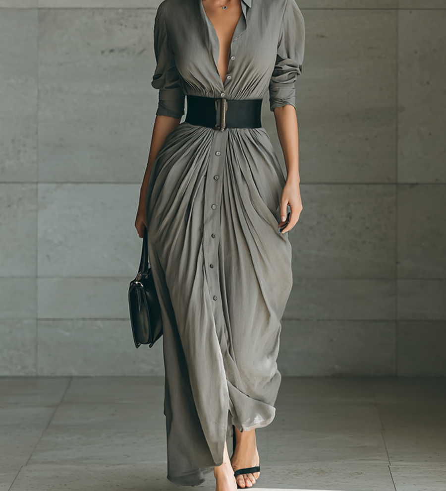 Zahara - Vestido largo plisado elegante