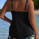 Marina | Tankini a Rayas de Dos Piezas con Pantalón Corto de Playa