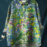 Nuria | Camisa Casual de Arte Floral Vintage para Mujer