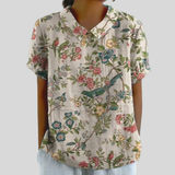Amalia | Blusa Floral Bohemia con Pájaros Vintage