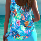 Aitana | Conjunto de Tankini Marino con Control de Vientre
