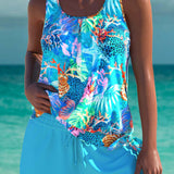 Aitana | Conjunto de Tankini Marino con Control de Vientre