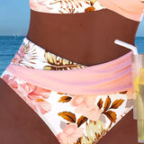 Valentina | Bikini con Estampado Floral Contrastante y Abertura