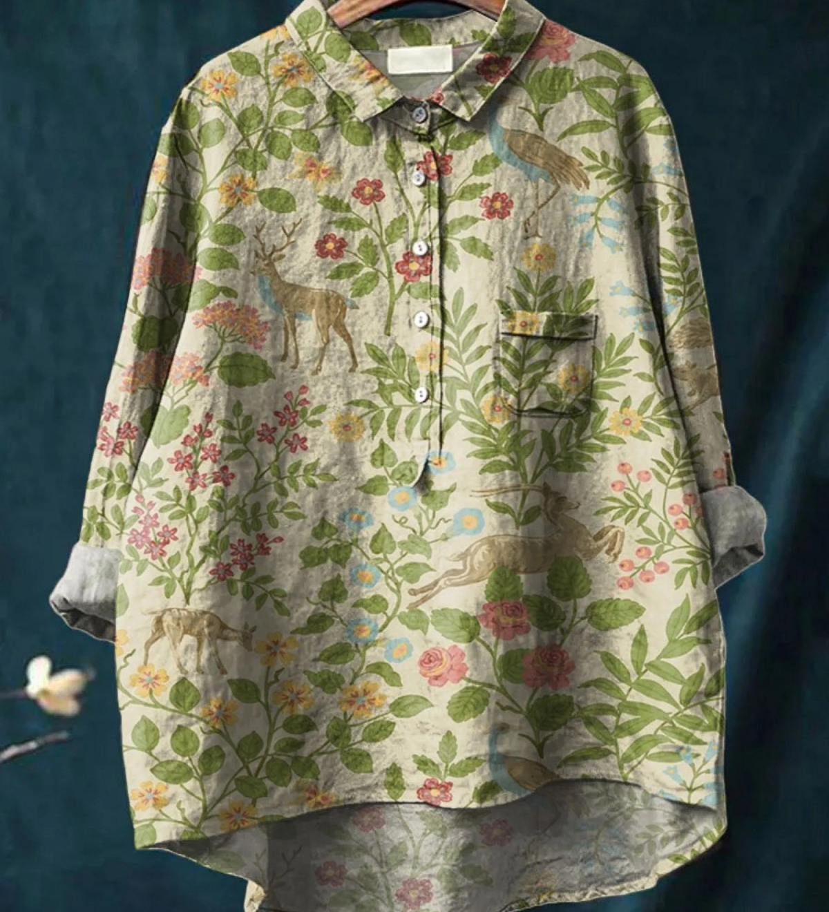 Paloma | Camiseta Casual de Arte Floral Vintage de Animales