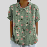 Renata | Blusa Floral Vintage en Verde Oliva