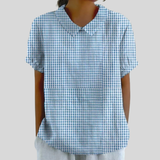 Paloma | Blusa Cuadros Vichy Azul Elegante