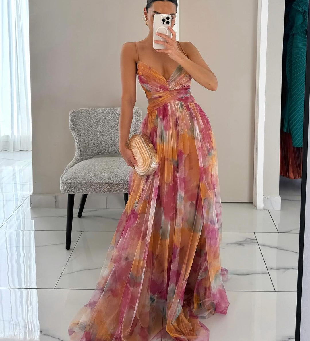 Giselle | Maxi vestido encantador con estampado floral