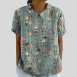 Alba | Blusa Floral Delicada en Azul Vintage