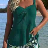 Marina | Tankini a Rayas de Dos Piezas con Pantalón Corto de Playa