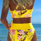 Valentina | Bikini con Estampado Floral Contrastante y Abertura