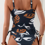 Valeria | Conjunto de Tankini con Estampado de Hojas Tropicales