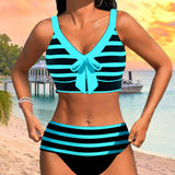 Marina | Bikini a Rayas de Cintura Alta