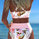 Valentina | Bikini con Estampado Floral Contrastante y Abertura