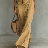 Carmen | Vestido maxi con solapa y cinturón en la cintura
