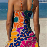 Lucía | Conjunto de Tankini Floral con Diseño que Cubre el Vientre