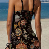 Lucía | Conjunto de Tankini Floral con Diseño que Cubre el Vientre