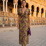 Patricia | Vestido midi cruzado con escote en V y estampado floral elegante