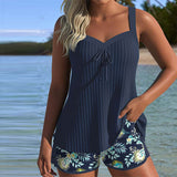 Marina | Tankini a Rayas de Dos Piezas con Pantalón Corto de Playa