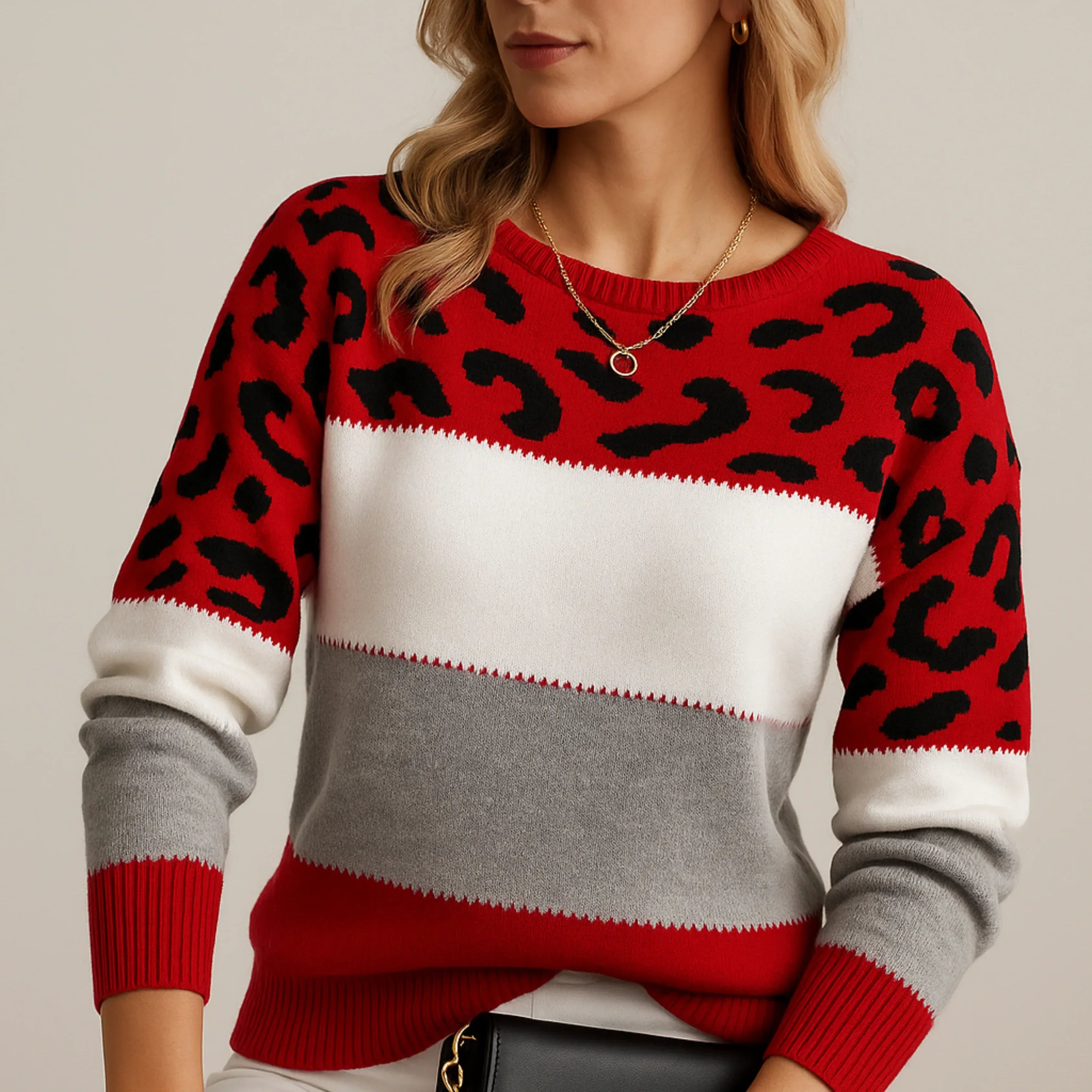 Charlene - Suéter Casual con Estampado de Leopardo