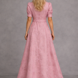 Rosa | Vestido Largo Con Cinturón Impreso