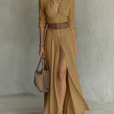 Aitana | Vestido maxi con cuello de solapa