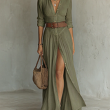 Aitana | Vestido maxi con cuello de solapa