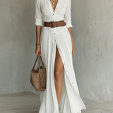 Aitana | Vestido maxi con cuello de solapa