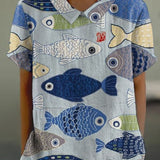 Akira | Blusa Artística con Estampado Marino Oriental