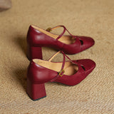 Elora Tacones Altos de Cuero Auténtico