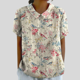 Leonor | Blusa Vintage con Pájaros y Flores Delicadas
