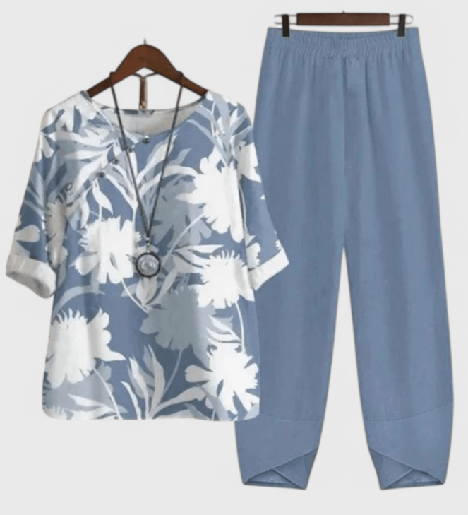 Ursula Conjunto Chic de Camisa y Pantalón con Estilo Relajado